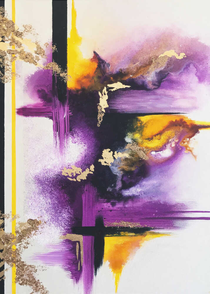 Wall art Geometric Purple and Yellow