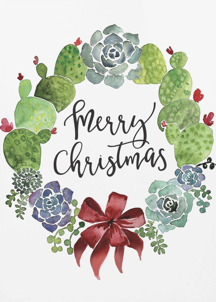 Wall art Cacti and succulent merry Christmas wreath