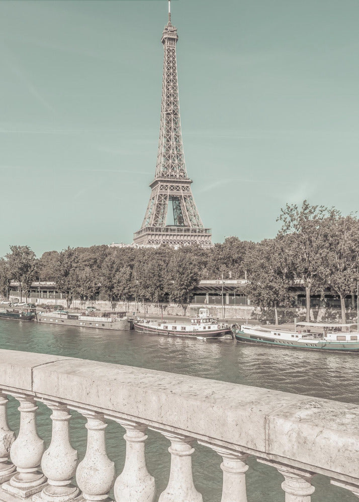 Wall art PARIS Eiffel Tower & River Seine | urban vintage style