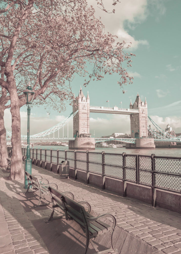 Landscape Photography Canvas Print-wall-art-london-thames-riverside-amp-tower-bridge-urban-vintage-style-24X36