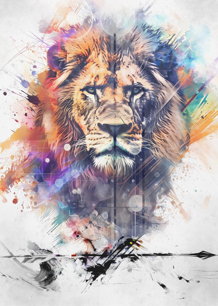 Wall art Lion Poster Art 05 24X36inch In White Floating Frame