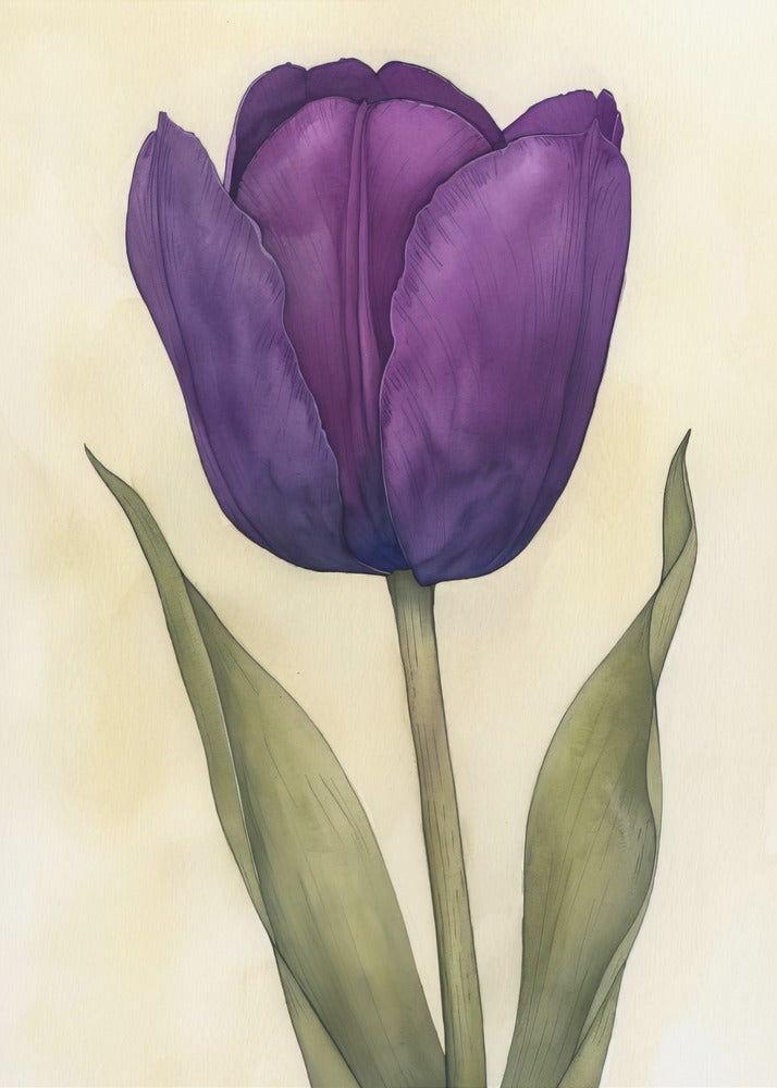 Wall art Purple Tulip 8 24X36inch In White Floating Frame