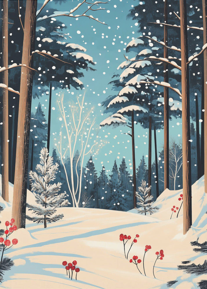 Wall art Christmas Snowy forest Canvas Print